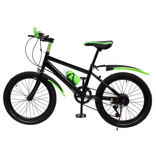 20 Inch Mountain Bike 7 Speed Gears, Adjustable Seat Kids' Bike with Mudguards Kettle Holder
